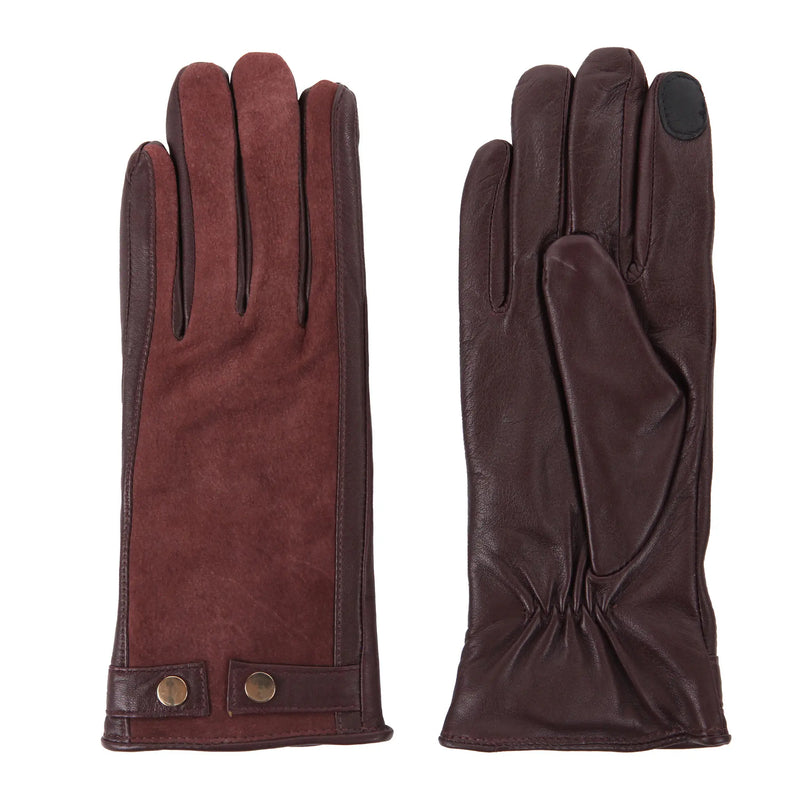 Leather & Suede Mahogany Red Gloves