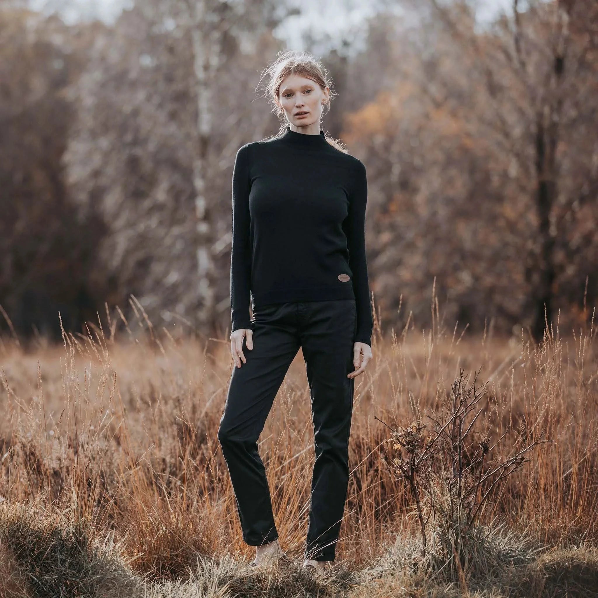 Merino Wool Turtle Neck Black Jumper - Welligogs