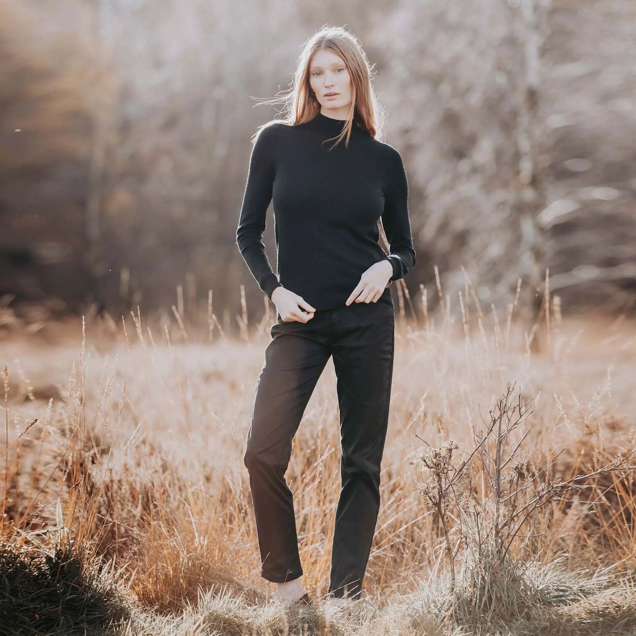 Merino Wool Turtle Neck Black Jumper - Welligogs