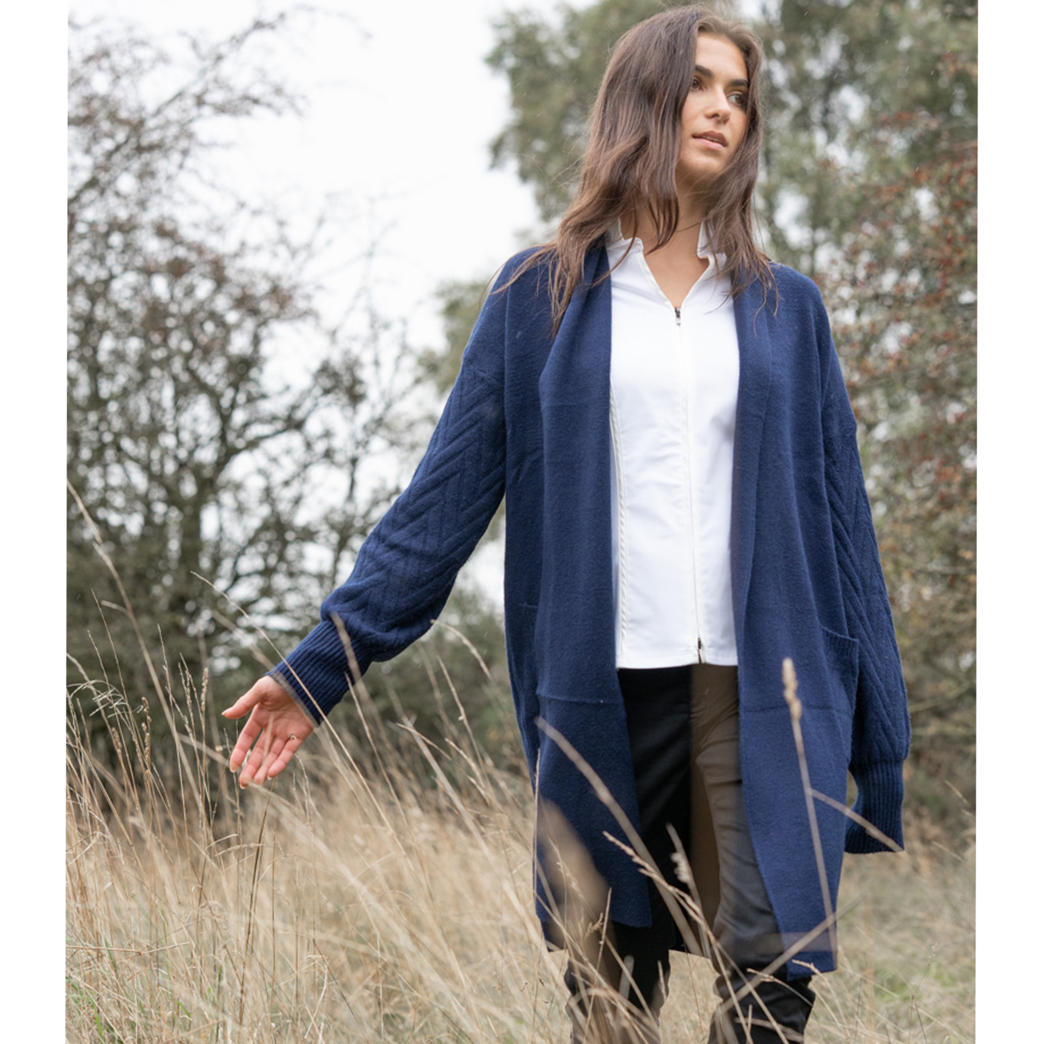 Cable Knit Navy Cardigan - Welligogs