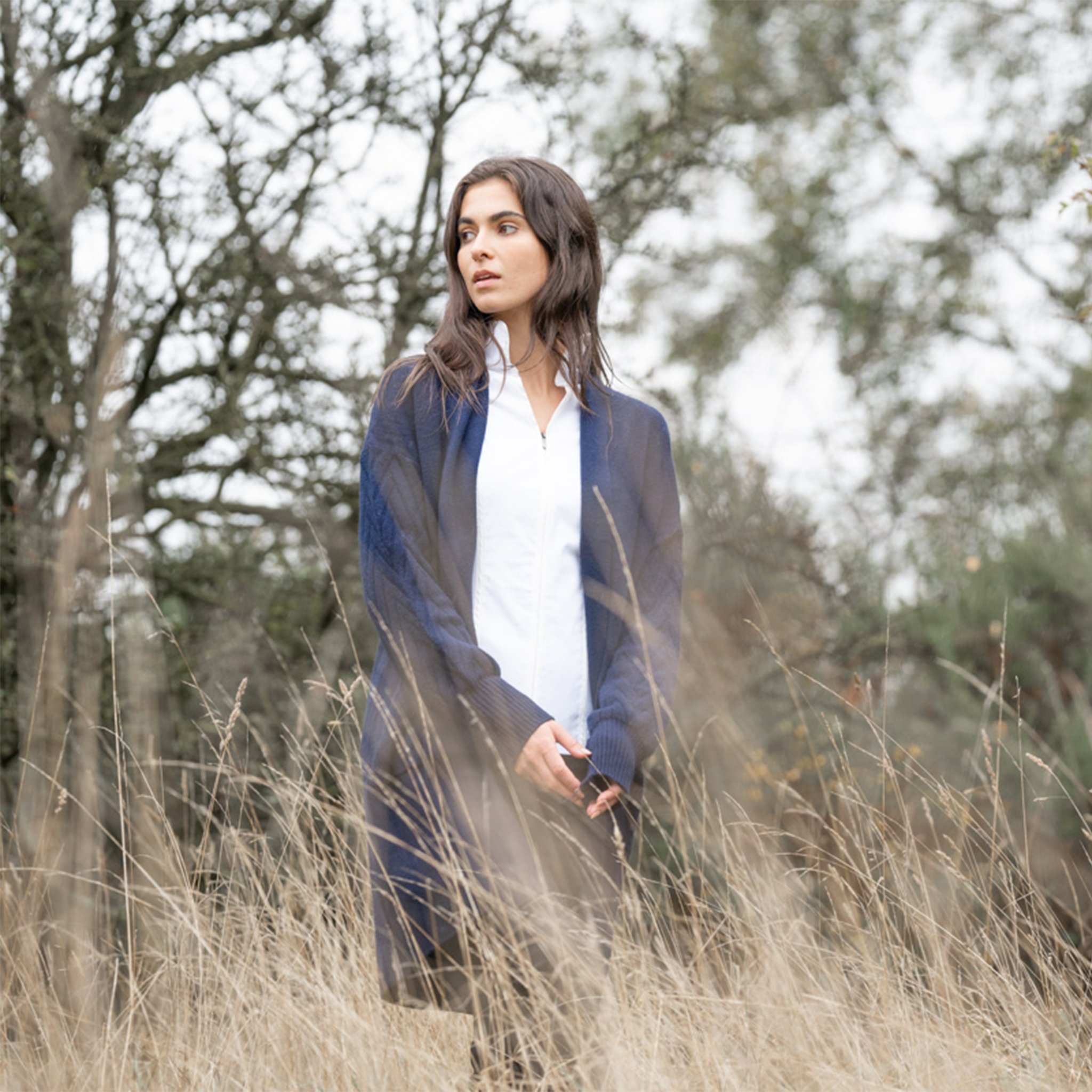 Cable Knit Navy Cardigan - Welligogs